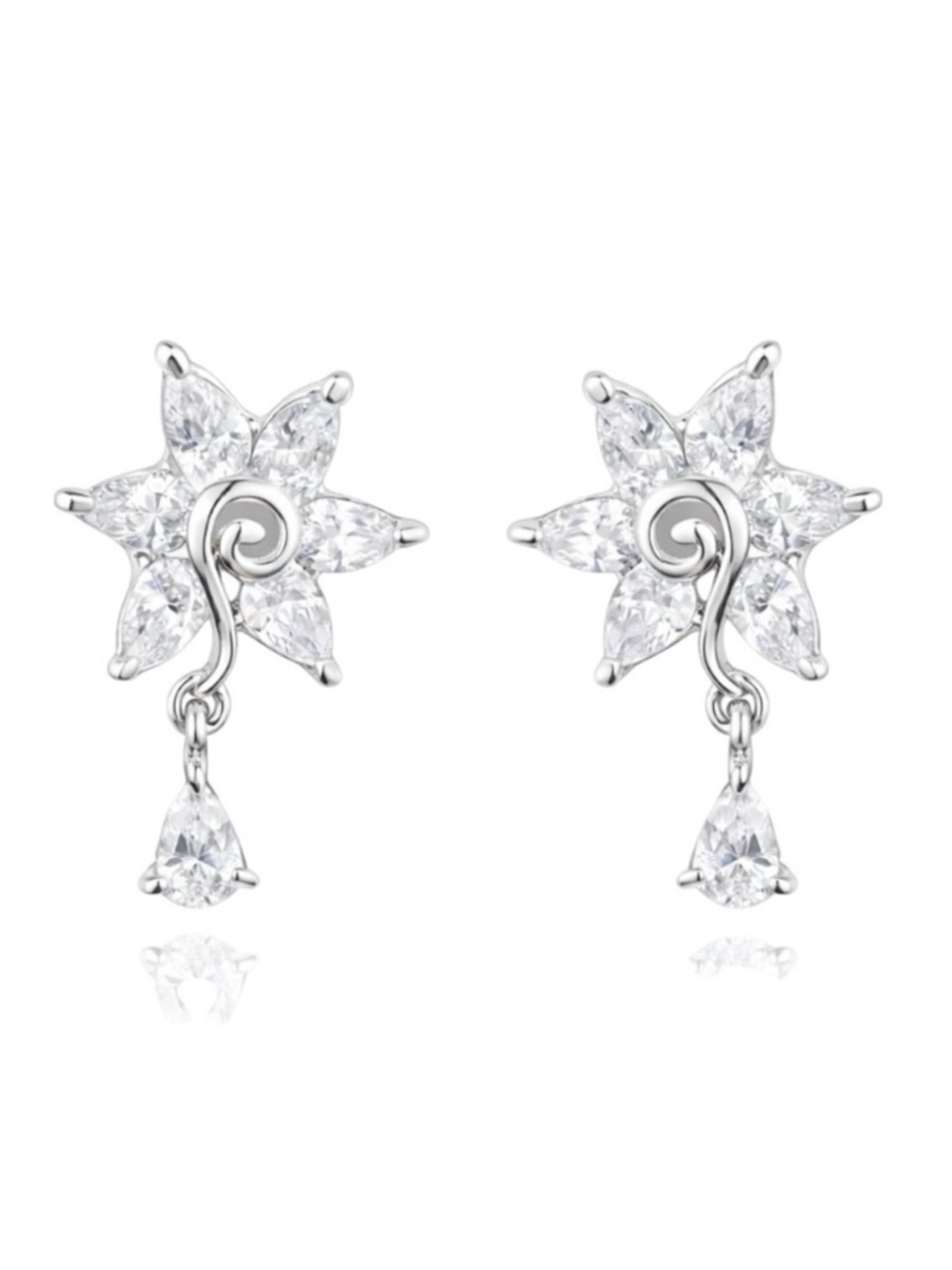 Swarovski Crystals Flower Star Earrings - Picture 1 of 5